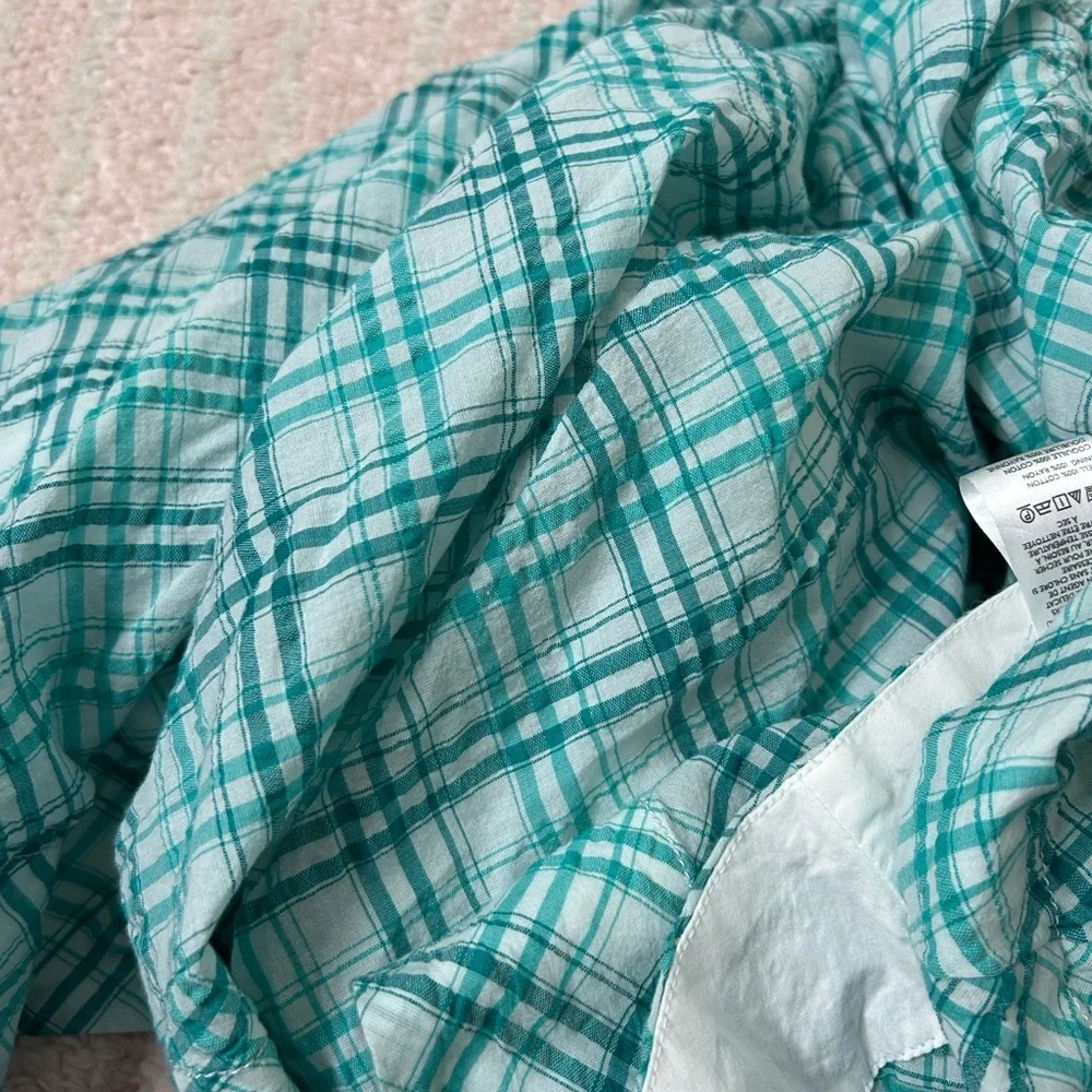 NWT Anthropologie Maeve Teal and White Plaid A Line Midi Skirt Size Medium - Picture 11 of 11